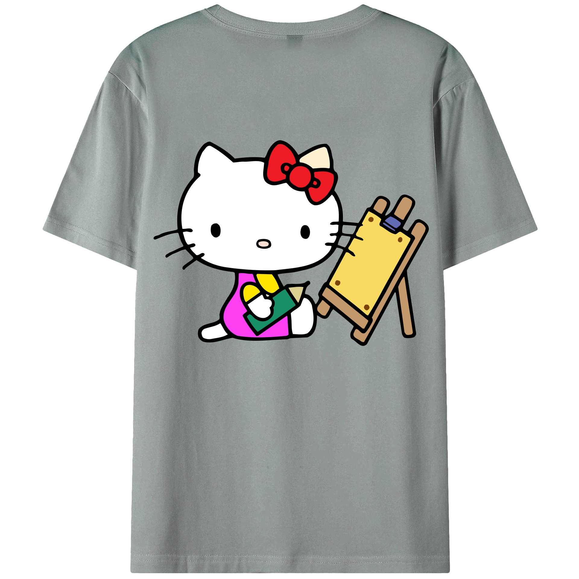 （画像用） Hello Kitty ハローキティ 綿100％ メンズ半袖Tシャツ（バックプリント） 通気性